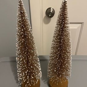 Gold glitter bottle brush trees